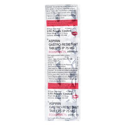 Ecosprin 75 Tablet 14'S - Blood Clot-Ant