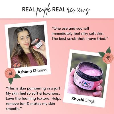 Boho Botanist Rose & Peony Sugar Body Scrub - Tan Removal Glowing Skin for Dull, Rough Skin 200 gm - Scrubs & Exfoliants