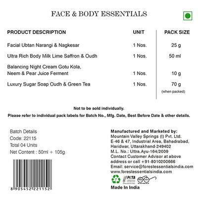 Forest Essentials Nalini Face & Body Essentials 157 gm - Bath Kits & Sets