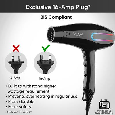 Vega Blow Pro 2200-2400W Hair Dryer With Comb, Concentrator & Diffuser Nozzles, (Vhdp-05) 1's - Hair Dryers