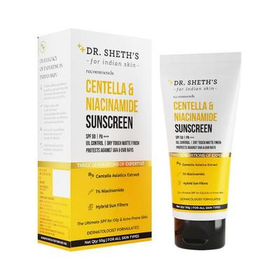 Dr. Sheth'S Centella & Niacinamide Oil & Acne Prone Skin SPF 50 PA+++ Sunscreen 50gm - Face Sunscreen