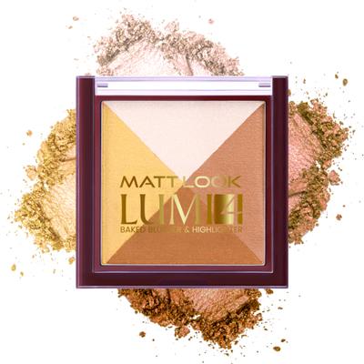 Matt Look Lumi 4 Glow Baked Blusher & Highlighter With Radiant Shine, Golden Hours-04 7.5 gm - Highlighters & Illuminators