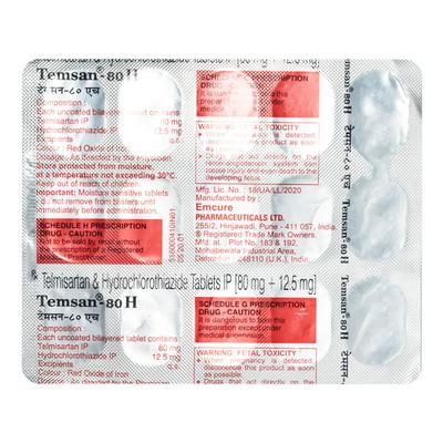 Temsan H 80mg Tablet 15'S - Hypertension-Ang