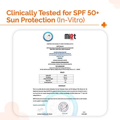 The Derma Co. 1% Hyaluronic Sunscreen SPF 50 Aqua Gel, Pa++++,For Broad Spectrum & Blue Light Protection 80 gm - Face Sunscreen