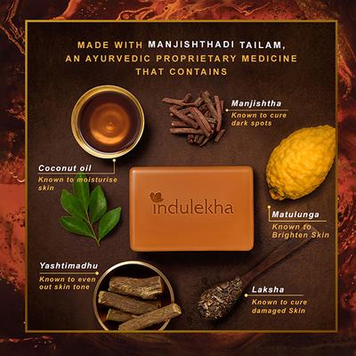 Indulekha Ayurvedic Proprietary Medicine Soap 100gm Each Bar, 300gm Packs 3's - Soaps