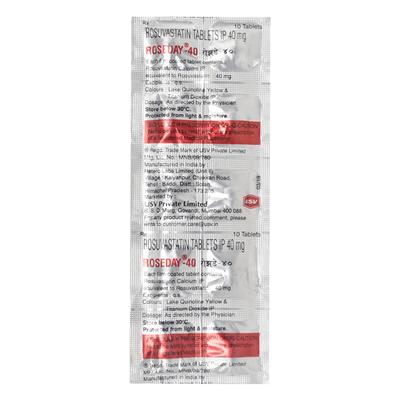 Roseday 40mg Tablet 10'S - High Cholesterol-Dys