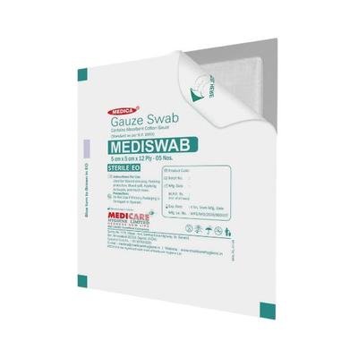 Medica Mediswab Gauze Swab 5 cm x 5 cm x 8 PLY 5's - Bandages & Dressings