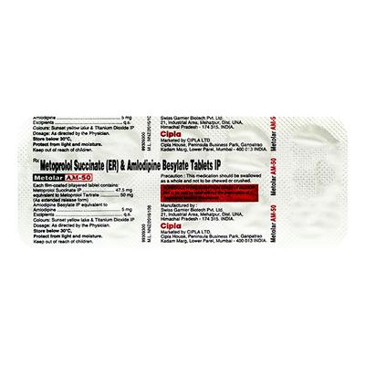 Metolar AM 50mg Tablet 10'S - Hypertension-Bet