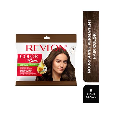 Revlon Color 'N Care Nourishing Permanent Hair Color - 5 Light Brown Sachet HAIR color cream 20g (when packed),Cream Developer 30ml (when packed) 1's - Crème