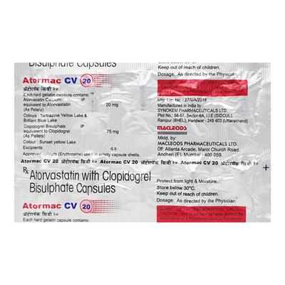 Atormac CV 20mg Capsule 10'S - High Cholesterol-Dys