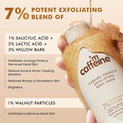 MCaffeine 7% Exfoliating Body Wash- 1% Salicylic 2% Lactic Acid, Shower Gel to Reduce Body Acne 300 ml - Shower Gels & Body Wash