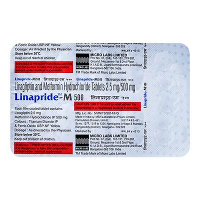 LINAPRIDE M 500 Tablet 10's - Diabetes-Ant