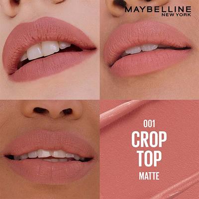 Maybelline New York Serum Lipstick (Matte) 8Hr Hydration + one-swipe bold color - 001 Crop Top 4.5 g - Lipsticks