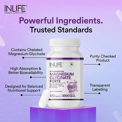 INLIFE Magnesium Glycinate Forte 2000 mg Tablet 120's - Calcium And Minerals