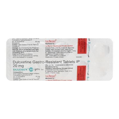 Duloren 20mg Tablet 10'S - Depression-Ant