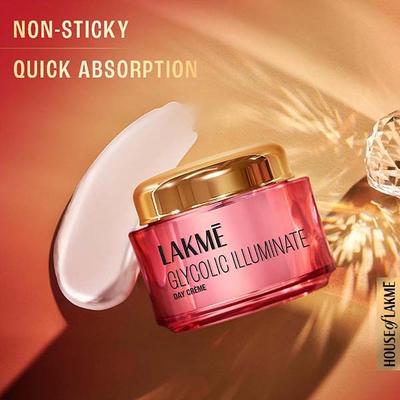 Lakme Glycolic Illuminate Day Cream with Glycolic Acid for Radiant and Even Tone Skin 50 gm - Face Moisturizers