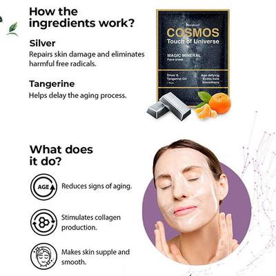 Cosmos by Bewakoof Magic Hydrating Mineral Face Sheet Mask with Silver AND Face Wash with Green Tea Combo 120 ml - Masks & Peels