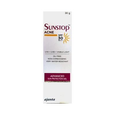 SUNSTOP ACNE SPF 30 PA +++ UVA/UVB/VISIBLE LIGHT ADVANCED SUN PROTECTION Gel 30g - Sun Protectors-Emo
