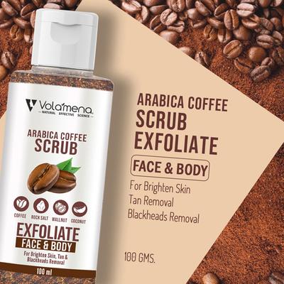 Volamena Coffee face and body Scrub 100gm - Scrubs & Exfoliants