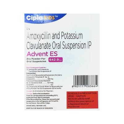 ADVENT ES 642.9 MG ORANGE FLAVOUR Oral Suspension 50ml - Bacterial Infections-Pen