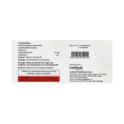 ALFUFAST Tablet 10's - Bladder And Prostate Disorders-Dru
