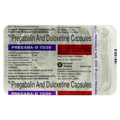 PREGABA D 75/20 Capsule 10's - Neuropathic Pain-Dru