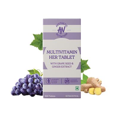 Aesthetic Nutrition Multivitamin Her With Grape Seed, Ginger Extract, Hyaluronic Acid, Vitamin B3, And B12 30 Tablets 1's - Multi-Vitamins