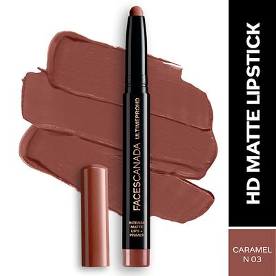 Faces Canada Ultime Pro Hd Intense Matte Lips + Primer - Caramel N03, 9Hr Long Stay 1.4 gm - Lip Crayons