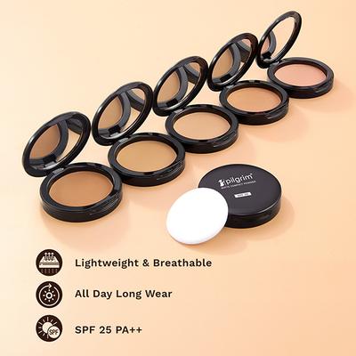 Pilgrim Nude-10 Matte Finish Compact Powder SPF 25 Absorbs Oil, Conceals & Gives Radiant Skin 7 gm - Compact Powder