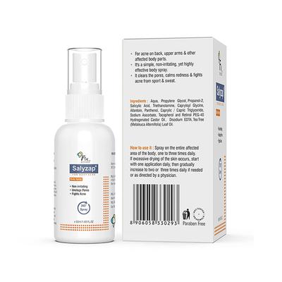 Fixderma 2% Salicylic Acid Salyzap Body Acne Spray For Acne on Back, Shoulders & Chest (50 ml) - Essential Oils