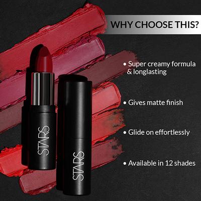 Star's Cosmetics Lush Lips Lipstick Light Weight, Long Lasting, Matte Finish (No.5 Smoked Rose) 4.2 gm - Lipsticks