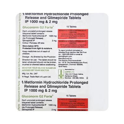 Gluconorm G2 Forte Tablet 15'S - Diabetes-Ant