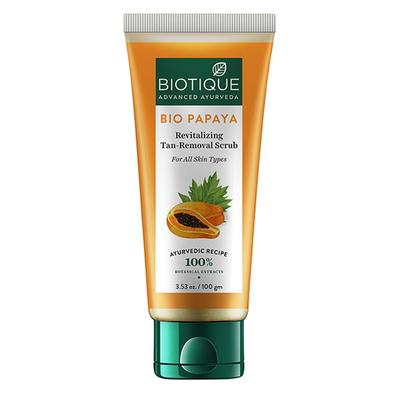 Biotique Papaya Tan Removal Brightening & Revitalizing Face Scrub - All Skin Types 100gm - Face Scrubs