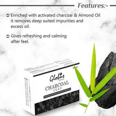 Globus Naturals Charcoal Soap (Pack of 3) 300 gm - Soaps