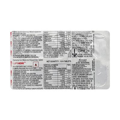 Lupiheme 12mg Tablet 10'S - Iron Supplement/Anaemia-Vma