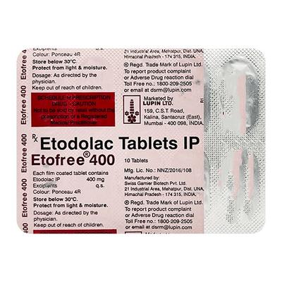 Etofree 400mg Tablet 10'S - Arthritis-Non