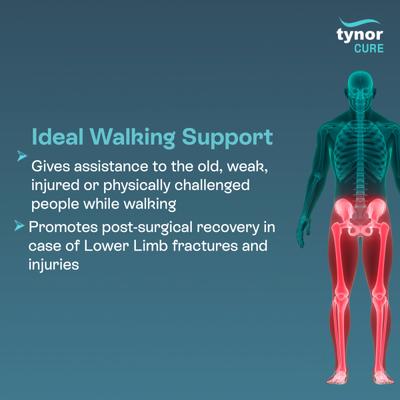 Tynor Walker Foldable Ergo (UN) (L 37) - Silver - Walker & Walking Stick
