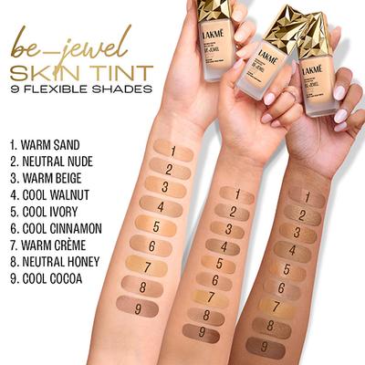 Lakme Be-Jewel Luminous Skin Tint Up To 2X Luminous Glow Cool Walnut 25 ml - Foundation