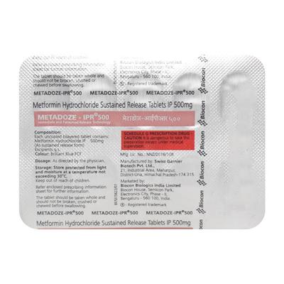 Metadoze Ipr 500mg Tablet 10'S - Diabetes-Ant