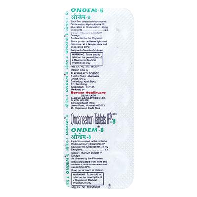 Ondem 8mg Tablet 10'S - Vomitting/Emesis-Ant