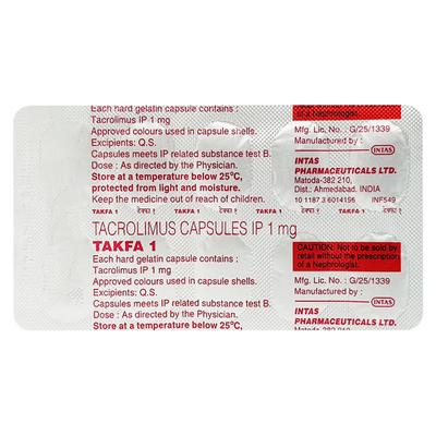 Takfa 1mg Capsule 10'S - Auto Immune Disease-Imm