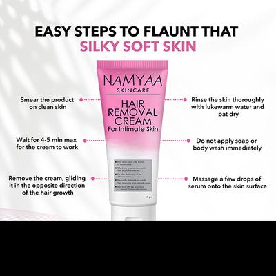 Namyaa Hair Removing Cream for Sensitive Skin Of Intimate Areas 60gm with After Wax Soothing Serum 15gm 2's - Creams/Oils/Lotions