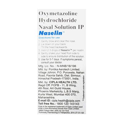 Naselin 0.05% Decongestant Nasal Solution 10 ml - Nasal Decongestion