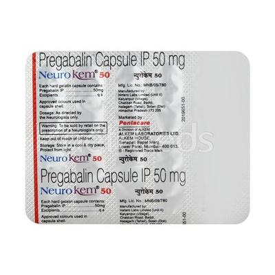Neurokem 50mg Capsule 10'S - Neuropathic Pain-Dru