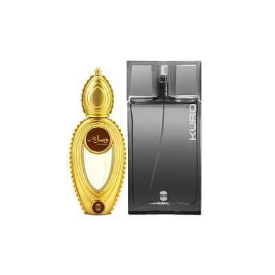 Ajmal Wisal Dhahab EDP Fruity Floral Perfume And Kuro EDP Aromatic Spicy Perfume 140 ml - Men Perfumes (Edt/Edp)