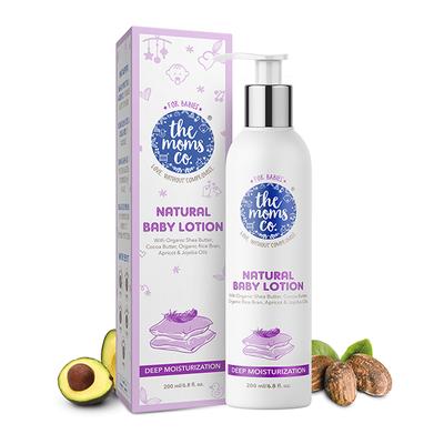The Moms Co. Natural Baby Lotion with Organic Shea Butter Cocoa Butter, Organic Rice Bran, Apricot and Jojoba Oils 200ml - Creams, Lotions & Oils