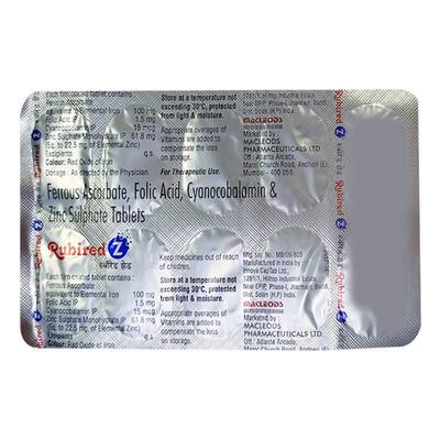 RUBIRED Z Tablet 10's - Iron Supplement/Anaemia-Vma