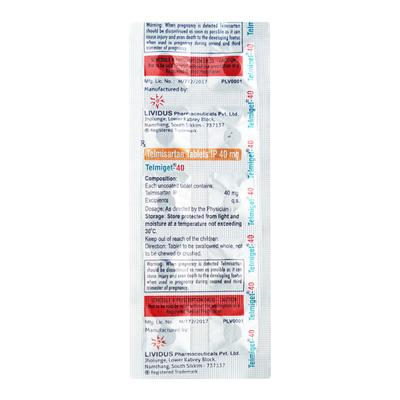 Telmiget 40mg Tablet 10'S - Hypertension-Ang