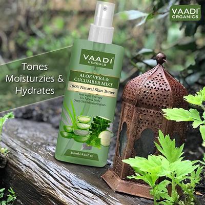 Vaadi Herbals Aloe Vera & Cucumber Mist - 100% Natural Skin Toner 250 ml - Toners