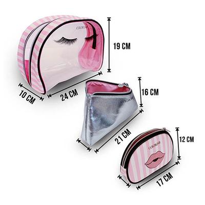 Colorbar Lips & Lashes Bag In Bag(Set Of Three) - White + Blush Pink 1's - Makeup Bags & Cases